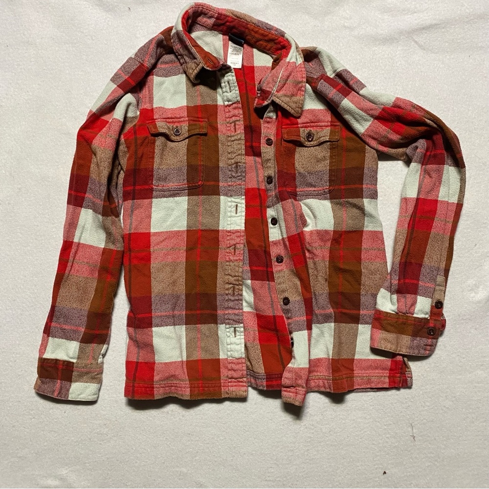 Patagonia Women's Fjord Red Flannel Shirt Size 10